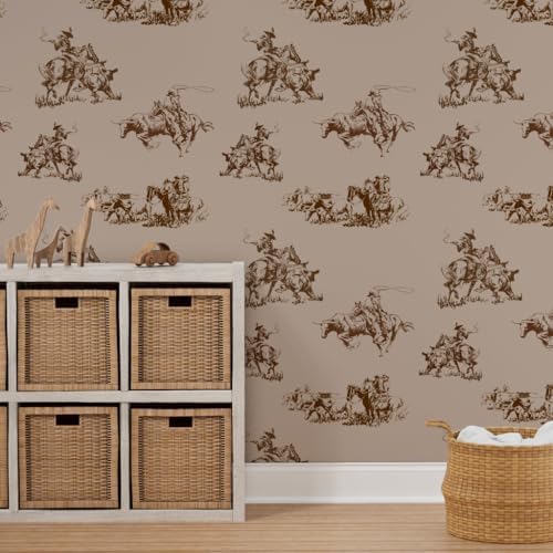 Spoonflower Western Cowboy Peel and Stick Wallpaper - Image 7