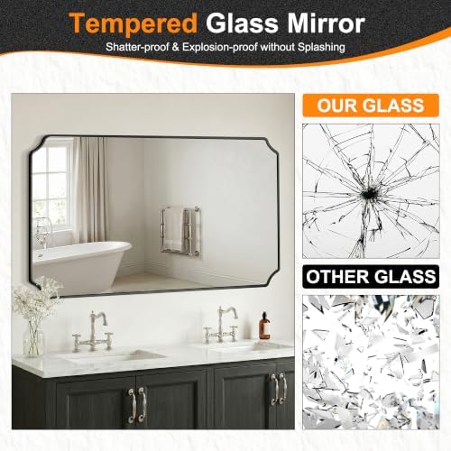 Delma Bathroom Vanity Mirror, Scalloped Round Corner Wall Mirror, - Image 4