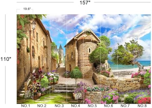 Vibrant Mediterranean Coastal Village Ocean Wallpaper - Image 5