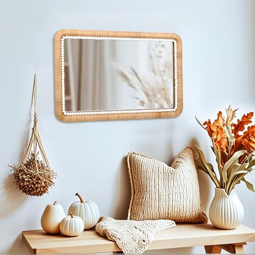 FUIN 30x20 Inch Rattan Wall Mirror - Image 4