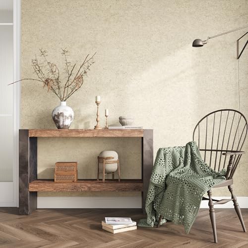 VEELIKE Limewash Wallpaper Textured Beige Concrete Wallpaper Peel and Stick - Image 3