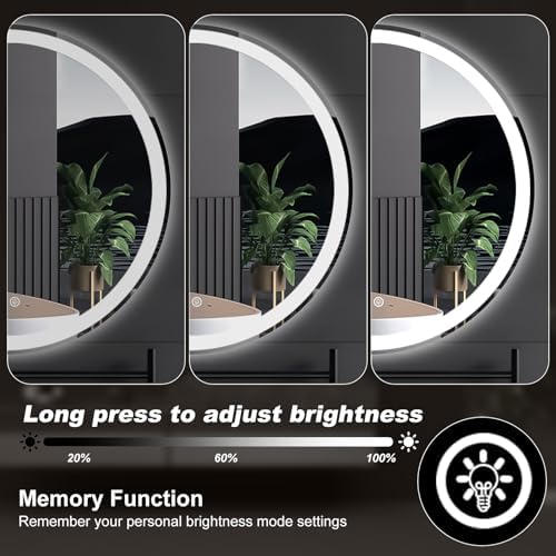 30 Inch LED Bathroom Mirror, Round Wall Mount Vanity Mirror - Image 4