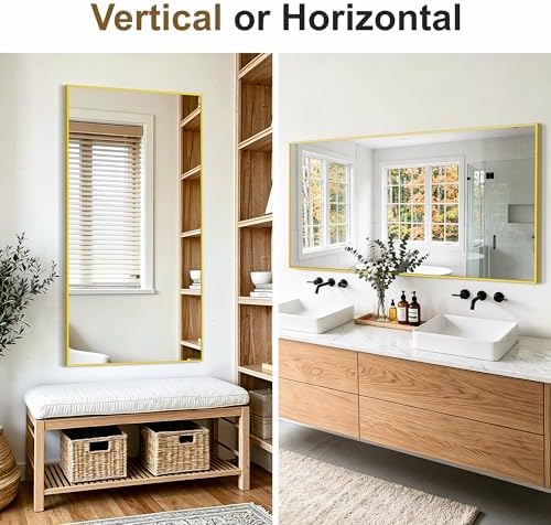 Bathroom Vanity Mirror for Over Sink, 60x30 Inch Matte Gold Mirror - Image 4