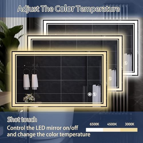 28" x 40" LED Mirror for Bathroom, Dimmable 3 Colors - Image 5