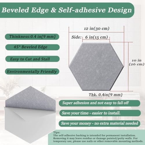 Hexagon Acoustic Panels, 12 Pack Self-Adhesive Sound Panels - Image 3