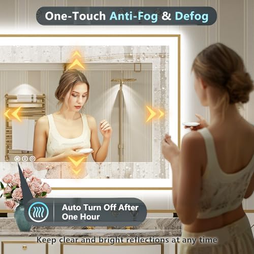 72x36 Gold LED Bathroom Mirror - Image 5