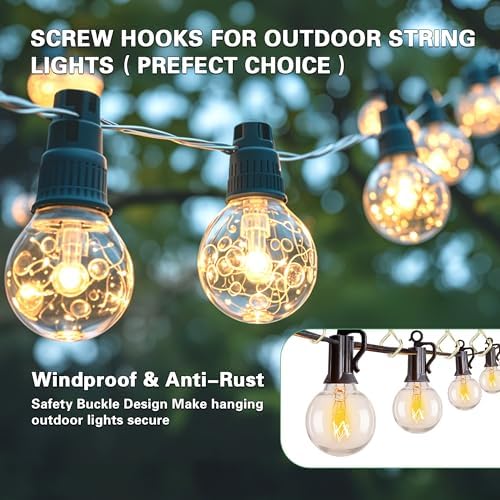 Outdoor Hooks for String Lights & Hanging Screw Hooks - Image 5