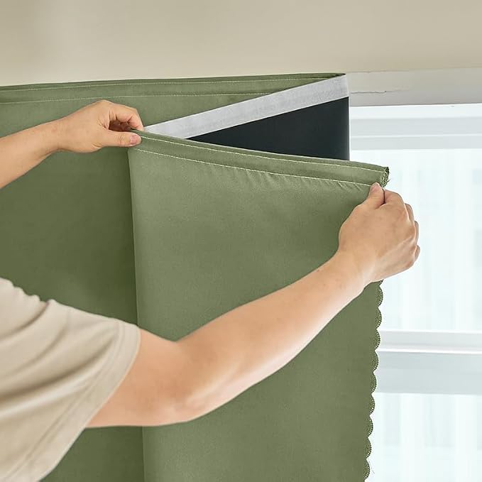 AJAZZ 100% Blackout Stick Curtain Portable Blackout Curtains Adhesive Curtains by AJAZZ