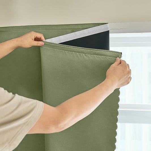 AJAZZ 100% Blackout Stick Curtain Portable Blackout Curtains Adhesive Curtains by AJAZZ