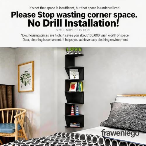 No-Drill Corner Shelf Wall Mount, 7-Tier Thickened Floating Bookshelf - Image 2