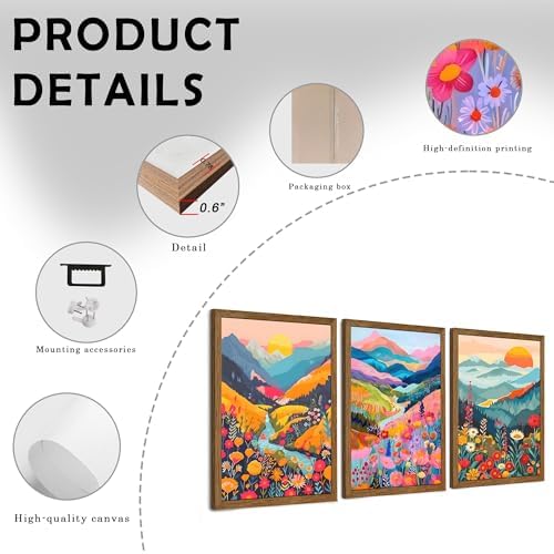 Colorful Mountain Wall Art Abstract Nature Landscap Wall Decor Wood Framed - Image 6