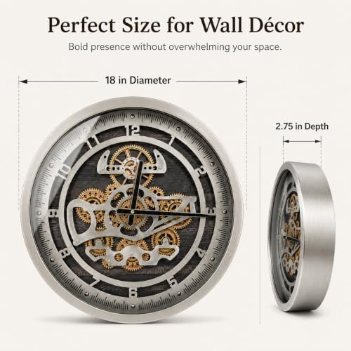 October Elf 18 Inch Large Moving Gear Wall Clock - Image 3