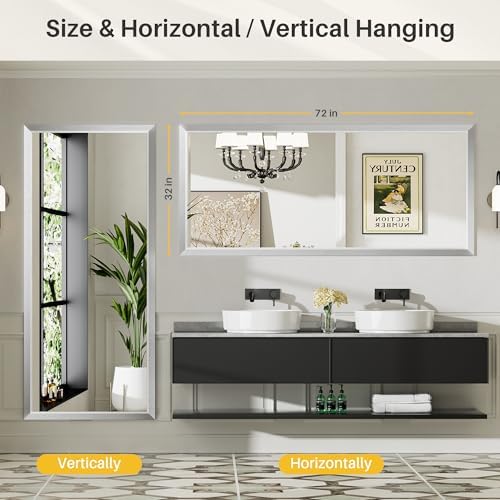 Briivue Bathroom Wall Mirror, 72x32 Inch - Image 5