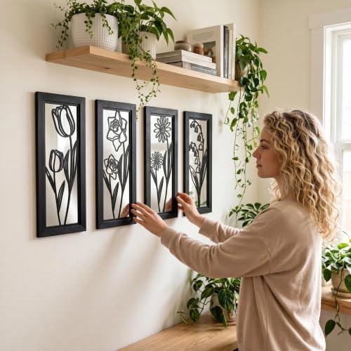 4 Set Farmhouse Mirrors for Wall Decor Living Room Bedroom Bathroom Entryway - Image 3