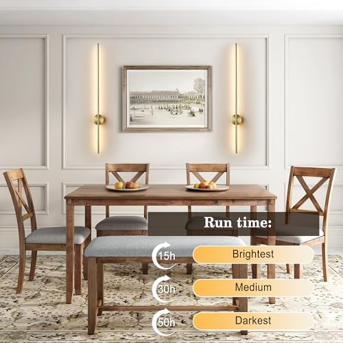 KARTOOSH Battery Operated Modern Wall Sconce Set of Two, 39.3 Inch Brass - Image 3