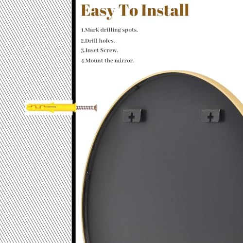 VooBang Large Gold Round Bathroom Mirror 48" - Image 5