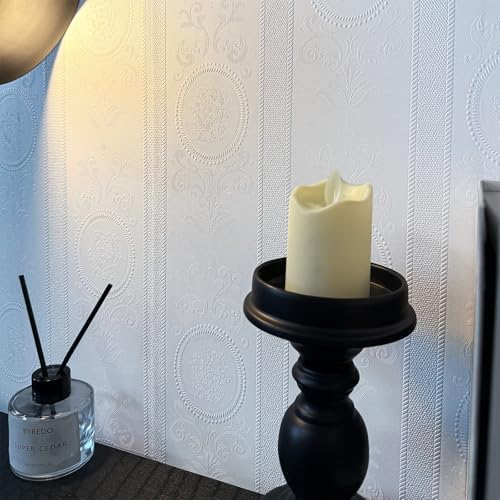 JiffDiff White 3D Embossed Textured Peel Stick Wallpaper 17.3"x800" - Image 6