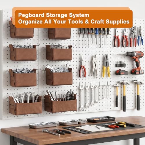 Peg Board, 10 Pack Metal Pegboard Panels and 76 Pcs Hooks and Baskets, Garage - Image 6