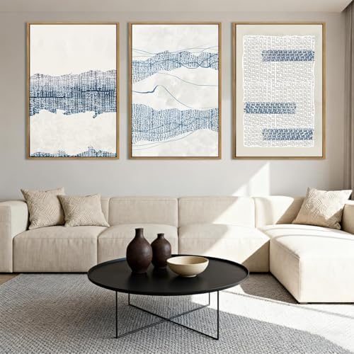 IARTTOP Large Blue Abstract Canvas Wall Art Framed 24x36 Inch Neutral - Image 5