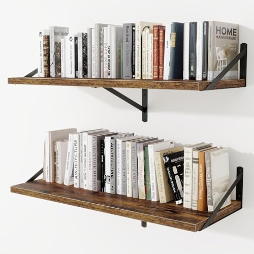 Deep Wall Shelves 36"W x 12"D Engineered Wood Floating Shelves by Venusmiles