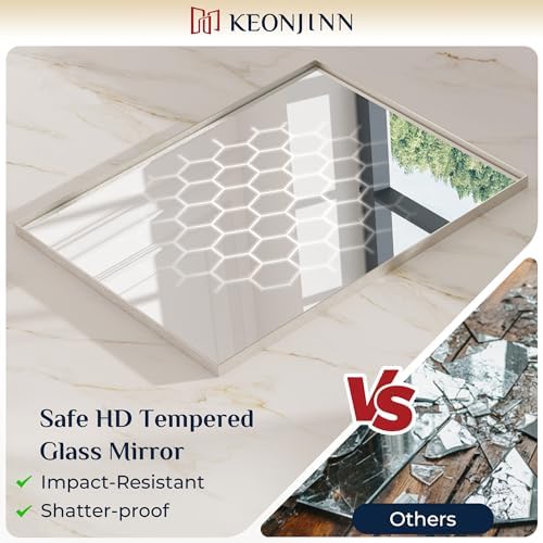Keonjinn 48x24 Inch Nickel Bathroom Mirror - Image 4