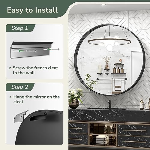 TokeShimi 40 Inch Round Black Bathroom Mirror - Image 5