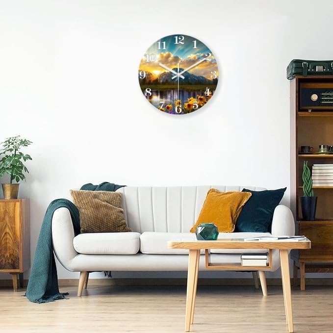 XFM Nature Landscape Wall Clock 16 Inch Sunrise Mountain - Image 3