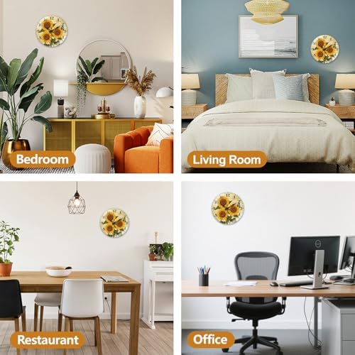 peacoblue Sunflower Wall Clocks Battery Operated - Image 6