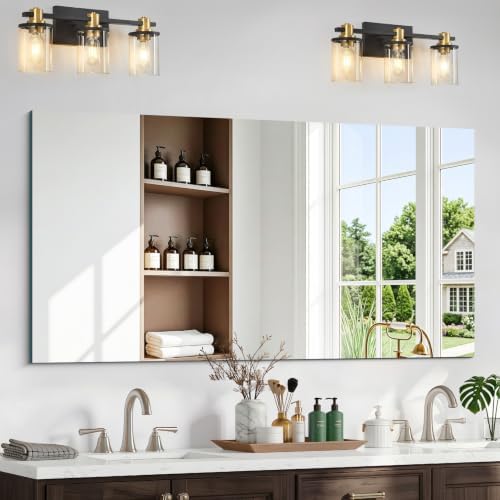 30x55 Inch Frameless Mirror, Large Rectangle Bathroom Mirrors - Image 2