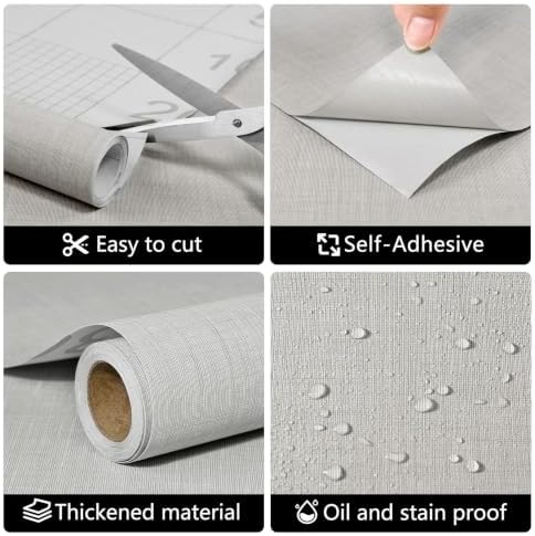 wishFIRE Grasscloth Peel and Stick Wallpaper 15.7"X200" Beige Contact Paper - Image 6