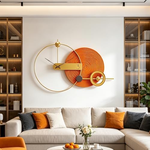 Large Modern Wall Clock, Luxury Gold Metal Wall Art Decor, Oversized Abstract by PSYCHEGOD