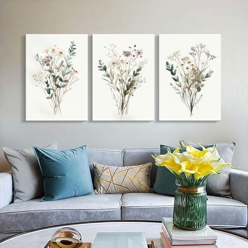 3pcs Framed Plants Flowers Wall Art Decor Canvas Print Nature Style Farmhouse - Image 6