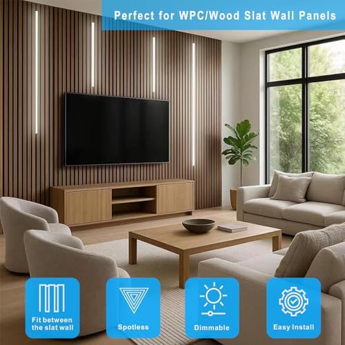 LED Wall Panel Lights Black, Dimmable Wood Slat Wall Panel Strip Light 4PCS - Image 2