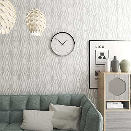 MelunMer White and Silver Peel and Stick Wallpaper Modern 17.7”×118” - Image 2