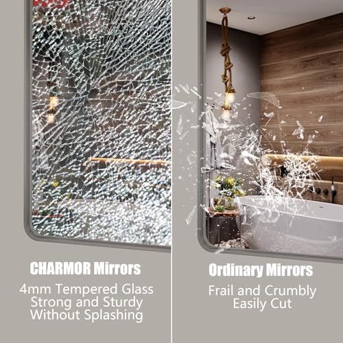 60x36 Inch Silver Bathroom Mirror - Image 3