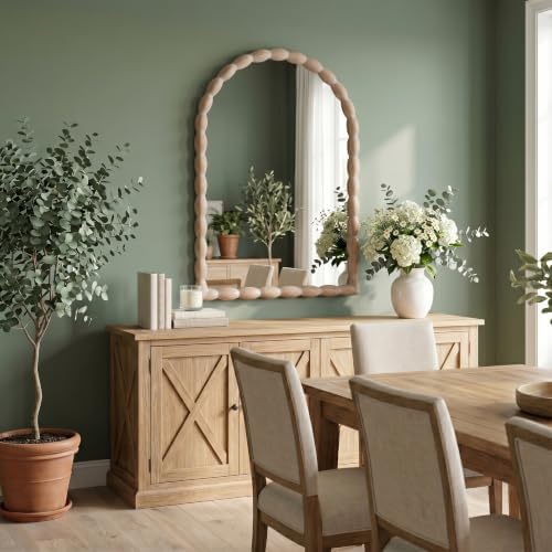 36"x24" Arched Solid Wood Farmhouse Decorative Wall Mirror - Image 6