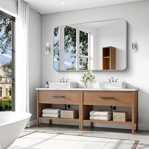 KOCUUY Silver Bathroom Mirror, 55x36 Inch Large Bathroom Mirror - Image 3