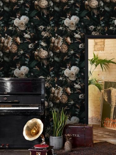 Floralplus Peel and Stick Floral Wallpaper Black Floral Wallpaper - Image 5