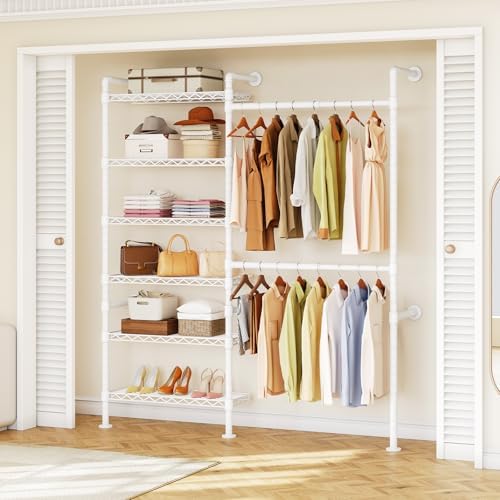 ONBRILL H2 Wall Mounted Clothing Rack, Expandable Industrial Pipe Clothes Rack by ONBRILL