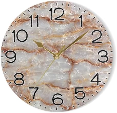 ALAZA Nature Brown Marble Wall Clock Battery Operated Non Ticking Silent Quartz - Image 7