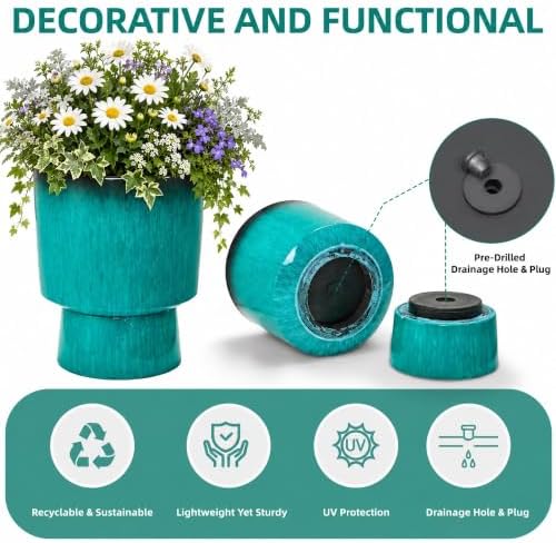 Autodaya 16.8" Faux Ceramic Planters - Image 6