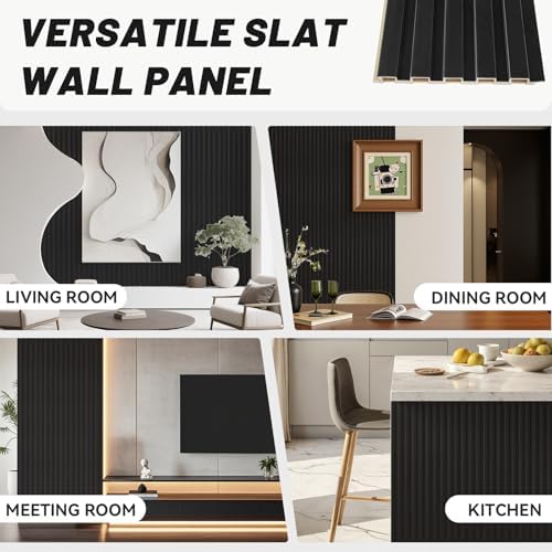 WPC Slat Wall Paneling, 94.5 x 6 in, Matte Black - Image 6