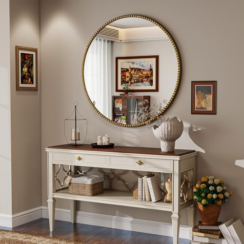 Vintage Round Mirror, 32 Inch Wall-Mounted - Image 6