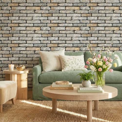 Commomy Peel and Stick Faux Stone 3D Wall Panels 12 pcs of 22.8" x 11.8" - Image 2