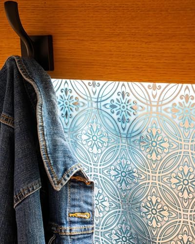 Main Street Peel and Stick Wallpaper Tiles, Teal Painted Silver - Image 3