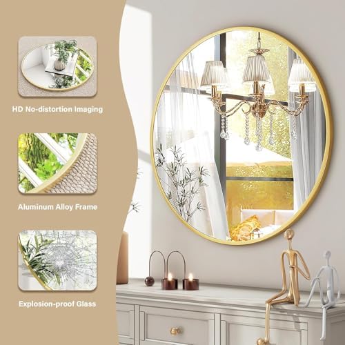 HARRITPURE Round Mirror 20 Gold Wall Mounted Circle Mirrors - Image 3