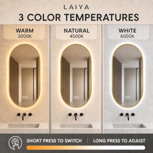 LAIYA 48x24 Inch Oval LED Bathroom Mirror - Image 3