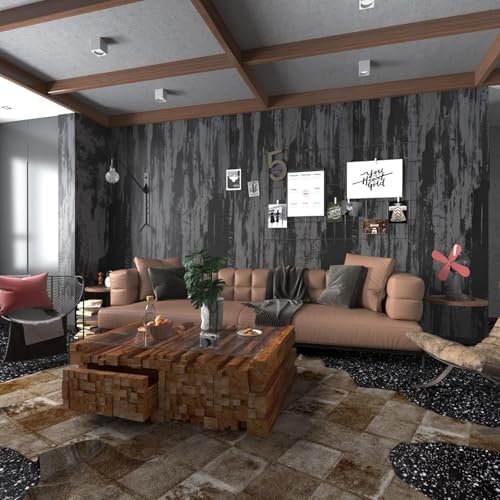 BOMENG Extra Wide Concrete Peel and Stick Industrial Wallpaper 48"x197" Black - Image 3