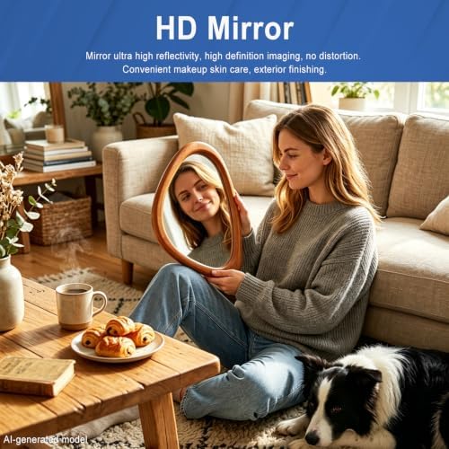 Irregular Wall Mirror, 15*10in Asymmetrical Wood Mirrors, Small Wall Mirror - Image 5