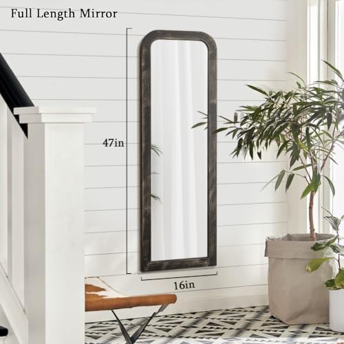 AAZZKANG Hanging Mirror Full Length Large Rectangle Wooden Framed 47"x16" - Image 2